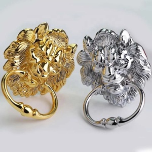 Cosin Hardware Classic <strong>Gold</strong> and Chrome Zinc Solid Cabinet Door Lion Head <strong>Knob</strong> Pull Ring Size : 160x120mm - Product Image 1