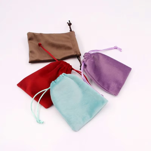 Velvet <b>Drawstring</b> <b>Pouches</b> Reusable Cosmetic Bags Soft Fabric Storage <b>Pouch</b> With Custom Logo Printed - Product Image 2