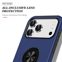 360 °   Draaibare iPhone 17 plastic hoesje blauwe case voor iPhone 17 Pro Max hoesje met verborgen standaard voor iPhone 17 Air telefoonhoesje