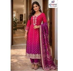 Ensemble de costume pakistanais élégant, extensible, à séchage rapide et infroissable pour femme – Tenue traditionnelle ethnique pour fêtes, festivals et mariages - Product Image 1