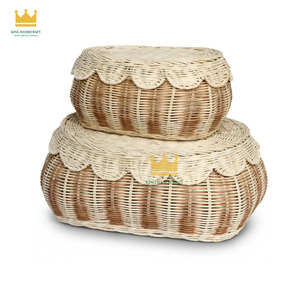 Rattan <b>Storage</b> <b>Baskets</b> Oval Shape Stackable Eco-Friendly Handwoven Multi-Purpose Organizing <b>Basket</b> Rustic Style Customized Size - Product Image 1