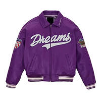 Veste d'hiver pour homme de haute qualité, personnalisable OEM ODM, en cuir imperméable, avec patch brodé en chenille, veste de motard
