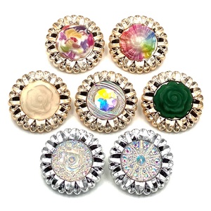 Shank Round <strong>Buttons</strong> Fancy Glossy Metal Plastic <strong>Flower</strong> Rose <strong>Gold</strong> <strong>Button</strong> - Product Image 1