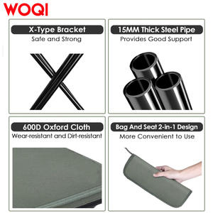 Tabouret pliant portable Woqi 33x26.7x32 cm, tissu Oxford, structure en fer, capacité 100 kg, pour camping, pêche, randonnée, usage extérieur - Product Image 4