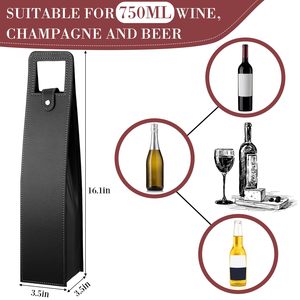 Leren wijn cadeauzakken Herbruikbare leren wijn draagtas voor één fles Champagne Bier beschermer cadeauzakken - Product Image 3