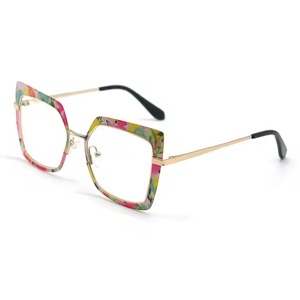 نظارات عيون معدنية كبيرة الحجم عالية الجودة للنساء إطار كبير بألوان متعددة لشكل الوجه الماسي - Product Image 5