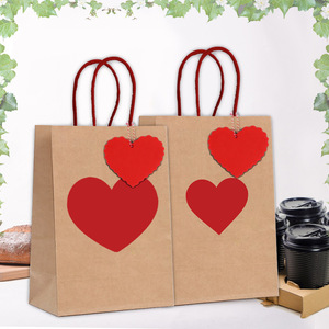 Bolsas de Regalo Personalizadas al por Mayor para el Día de San Valentín, Bolsas de Embalaje de Regalo en Forma de Corazón, Bolsas de Dulces, Bolsas de Papel Kraft con Asas - Product Image 3
