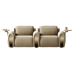 Canapé de cinéma Maxky en cuir véritable, trois places, modulaire, sectionnel, moderne, avec pieds en acier inoxydable, rétractable automatiquement, luxe pour la salle - Product Image 6