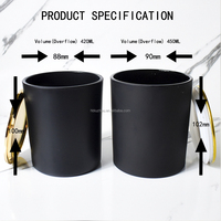 Vases à bougies cylindriques ronds mats noirs en métal argenté, doré ou en alliage de zinc, avec couvercle plat, personnalisables en gros, 12, 14, 15 oz