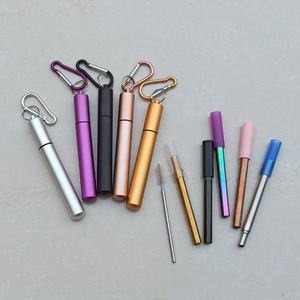 Cannuccia pieghevole in acciaio inossidabile telescopico estensibile ecologico con punta in Silicone e portachiavi in metallo - Product Image 5