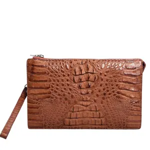 El yapımı egzotik deri fermuar el çantası el kayışı ile tayland kadın timsah çanta caiman çanta tasarımcısı bayan çanta
