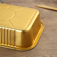 Barquettes rectangulaires jetables à parois lisses pour l'emballage alimentaire, en aluminium couleur or, 580 ml, 750 ml, 930 ml