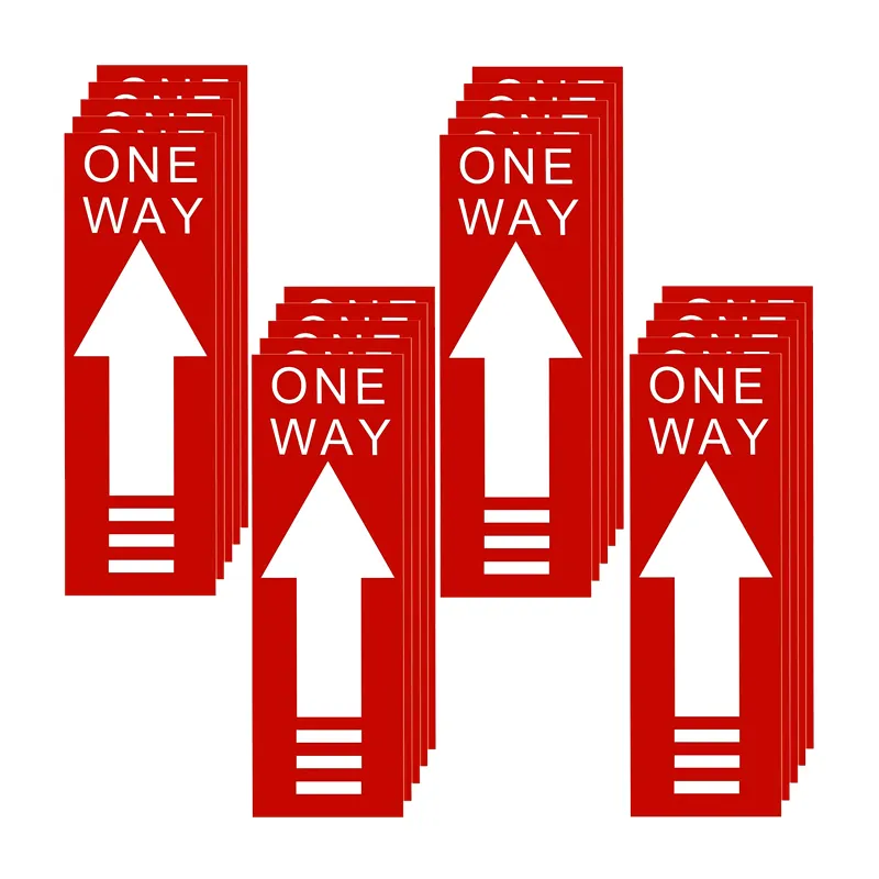 Red One Way Floor Decal Sign Directional Arrow Floor Sticker One Way rectangle Vinyl Decal for Floor