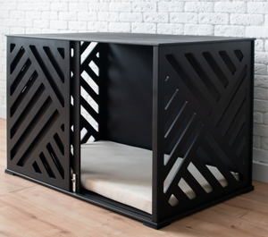 Cage à chien en bois d'intérieur avec porte coulissante (moderne) - Product Image 4