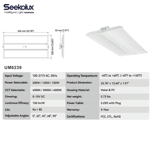 En stock aux États-Unis : Projecteur LED industriel suspendu linéaire KLight 100W-300W pour entrepôt, usine, salle de sport, atelier, avec variation de température de couleur (CCT) et fonctions de gradation, certifié ETL FCC - Product Image 2