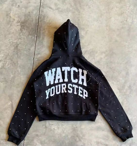 Sudadera recortada cuadrada de primera calidad para hombre, ropa de calle personalizable, Sudadera con capucha con logotipo personalizado transpirable, estampado informal, estilo de invierno - Product Image 2