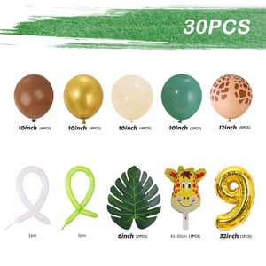 30 pièces <span class=keywords><strong>Jungle</strong></span> Safari animaux nombre ballons ensemble enfants <span class=keywords><strong>1</strong></span> 2 3 ans fête d'<span class=keywords><strong>anniversaire</strong></span> décorations sauvage un vert Latex hélium Globos - Product Image 2