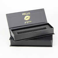 Yilucai — boîte cosmétique holographique noire, emballage en carton personnalisé, coffret cadeau avec insertion pour rouge à lèvres