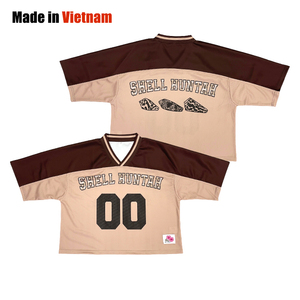 เสื้อครอปสตรีทแวร์สั่งทำพิเศษ คุณภาพสูง ระบายอากาศได้ดี ไซส์พลัส พิมพ์ลายดิจิทัล โพลีเอสเตอร์/คอตตอน ป้องกันรังสียูวี แห้งเร็ว สำหรับอเมริกันฟุตบอล - Product Image 1