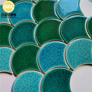 Glace Craquelé <span class=keywords><strong>D</strong></span>éco Mosaïque En Forme <span class=keywords><strong>D</strong></span>'éventail Écailles <span class=keywords><strong>De</strong></span> Poisson Carrelage Céramique Verte Pour Cuisine Dosseret Mur - Product Image 3
