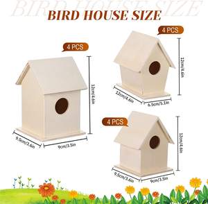 Onafgewerkte Goedkope Houten Vogelhuisjes Houten Vogelhuisje Voor <span class=keywords><strong>Diy</strong></span> Ambachten Schilderij - Product Image 2