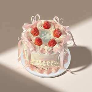 Gâteau d'anniversaire artificiel à la fraise, accessoire photo réutilisable pour la photographie de produits, modèle alimentaire factice pour vitrine de magasin - Product Image 1