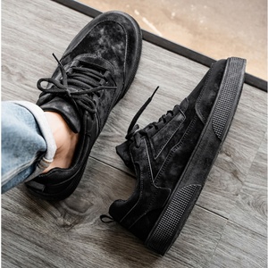 Breathable Korean Style Trendy Men's Casual Sports <b>Sneakers</b> Artificial <b>Leather</b> Upper Lace-Up Closure Durable Shoes - Product Image 2