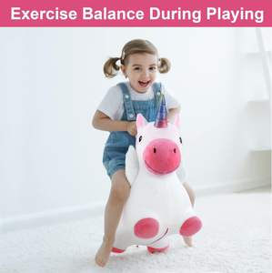 Plush <b>Unicorn</b> PVC Inflatable Lightweight Foldable Bouncy Hopper <b>Ride</b>-<b>On</b> <b>Toy</b> for Kids - Product Image 5