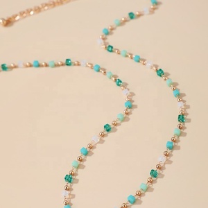 O. G o.t collier <span class=keywords><strong>en</strong></span> perles rondes plaqué or, pour fille, chaîne perlée, Style vert et blanc - Product Image 6