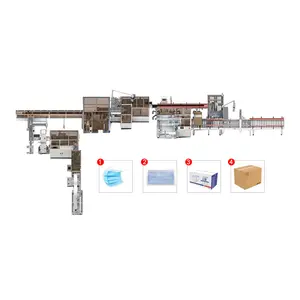 Full Automatic 3Ply Face Mask Making Machine Disposable Surgical Face Mask Machine Mask packing machine line