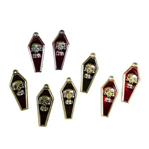 50Pcs Enamel Halloween Skull Tombstone Alloy Charms Pendants for Necklaces Handmade DIY Jewelry Making Accessories