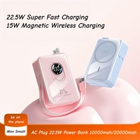 Banco de Energía Portátil Magnético con Enchufe de CA, Carga Rápida de 22.5w, 20000mAh, con 2 Cables Integrados