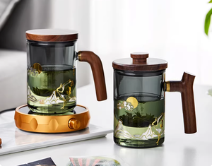 Tasse à thé en <span class=keywords><strong>verre</strong></span> cylindrique résistant à la chaleur, 500 ml, ensemble de tasses à thé, séparation eau-thé, tasse de bureau, ensemble de tasses à thé haut de gamme - Product Image 4