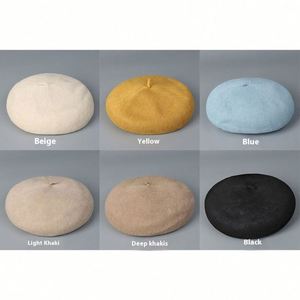 หมวกเบเร่ต์ผ้าลินินถักแบบระบายอากาศสำหรับผู้หญิง สีพื้น สไตล์ลำลอง แฟชั่นทันสมัย คอลเลคชั่นใหม่รับซัมเมอร์ - Product Image 2