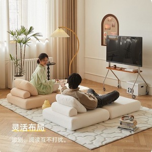 Modular Mochi <b>Sofa</b> Bed Foam Filling Square Shape <b>Cream</b> Color Living Room Furniture For Children Adults Elderly - Product Image 2