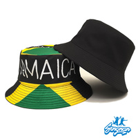 Topi nelayan pakaian dua sisi bendera Jamaika topi luar ruangan pada dudukan topi pabrik kustom