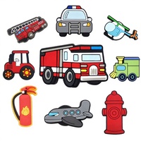 Breloques en PVC pour pantoufles, thème véhicules de secours (camion de pompiers, extincteur, hélicoptère), accessoires de décoration de chaussures en caoutchouc souple pour loisirs créatifs