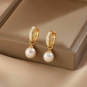 Exquisite Women's 1620 <b>Pearl</b> <b>Earrings</b> with Small Ear Buckle Elegant and Dainty Accessory - Product Image 5