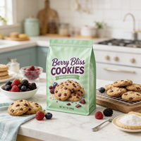 Sachets à fond plat refermables de qualité alimentaire supérieure, imprimés sur mesure, hermétiques et durables pour biscuits, gâteaux et stockage alimentaire