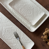 Service de vaisselle en porcelaine blanche à motifs floraux, 24 pièces, résistant au micro-ondes, assiettes creuses rondes, bols à salade, pour restaurant