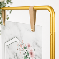Arche florale moderne dorée en fer de 180 cm avec sangles de suspension, écologique et durable, pour panneau de bienvenue et entrée de cérémonie de mariage