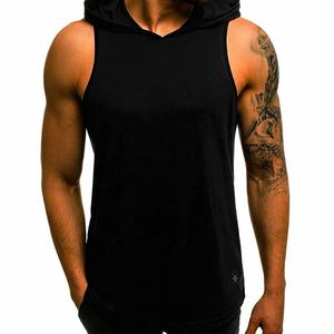 Fashion stylish gym short sleeve men hoodie custom logo embroidery - Product Image 1