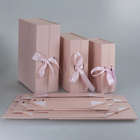 Boîte cadeau en carton rigide avec logo personnalisé, revêtement UV, grande taille, à fermeture magnétique, pliable, rose, pour cosmétiques