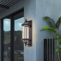 Rétro LED Solaire Porte Post Jardin Lumière Extérieure Verre Longue Bande Applique Murale avec Aluminium IP65 Étanche Villa Mur Porte Lumière
