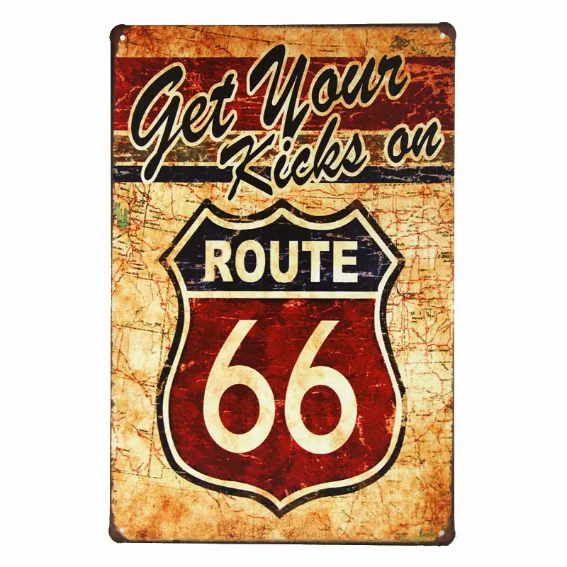 metal signs Route 66 Signs Vintage Metal Tin 66 High Way Road Tin Sign for Home & Garage Wall Decoration