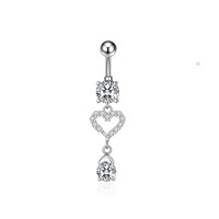 Anneaux de nombril en forme de cœur rose Dangle Piercing Fashion Belly Piercing Jewelry