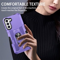 Coque de téléphone antichoc en TPU+PC avec design armure magnétique et décoration moulée pour S22/S23/S21FE, protection d'objectif caméra en forme d'œil, couleur violette