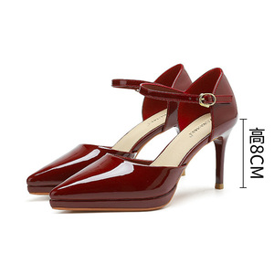 Sandales à talons hauts personnalisées pour femmes, élégantes, à bout fermé, en cuir verni, avec lacets, rehaussantes, pour mariées et demoiselles - Product Image 6
