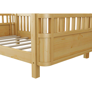 Cama Individual Segura para Niños de Madera Maciza Resistente <span class=keywords><strong>con</strong></span> Barandilla Anticaídas, Cama Individual para Dormir Juntos - Product Image 5