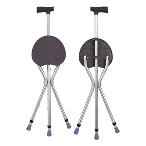 Dual Purpose Cane <b>Stool</b> Portable <b>Folding</b> Chair Lightweight Adjustable Tripod Thickened Aluminum Alloy For Elderly Outdoor Use - Product Image 2
